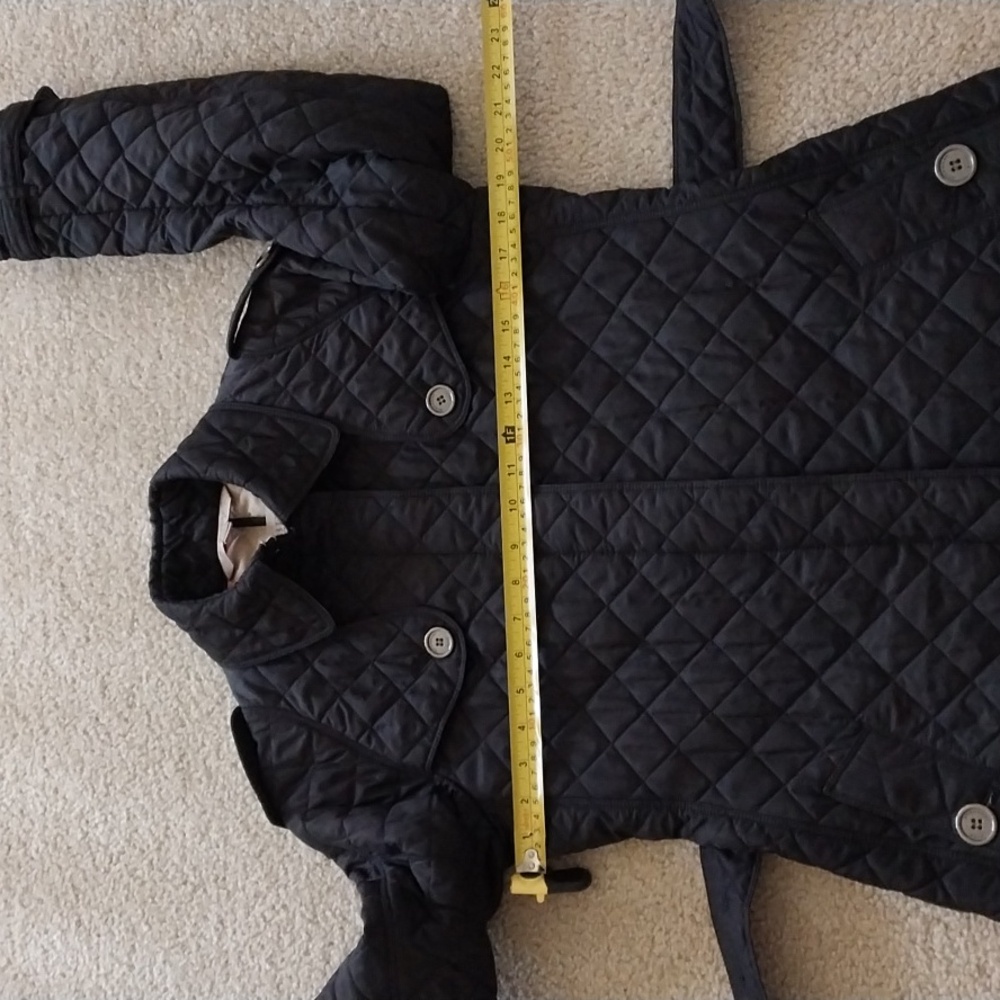 BURBERRY CHECK LINED BELTED QUILTED BLACK TRENCH COAT - Picture 7 of 11